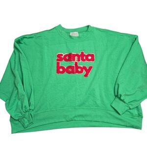 Judith March Green and Red 'Santa Baby' Oversized Sweatshirt Size XL. Read